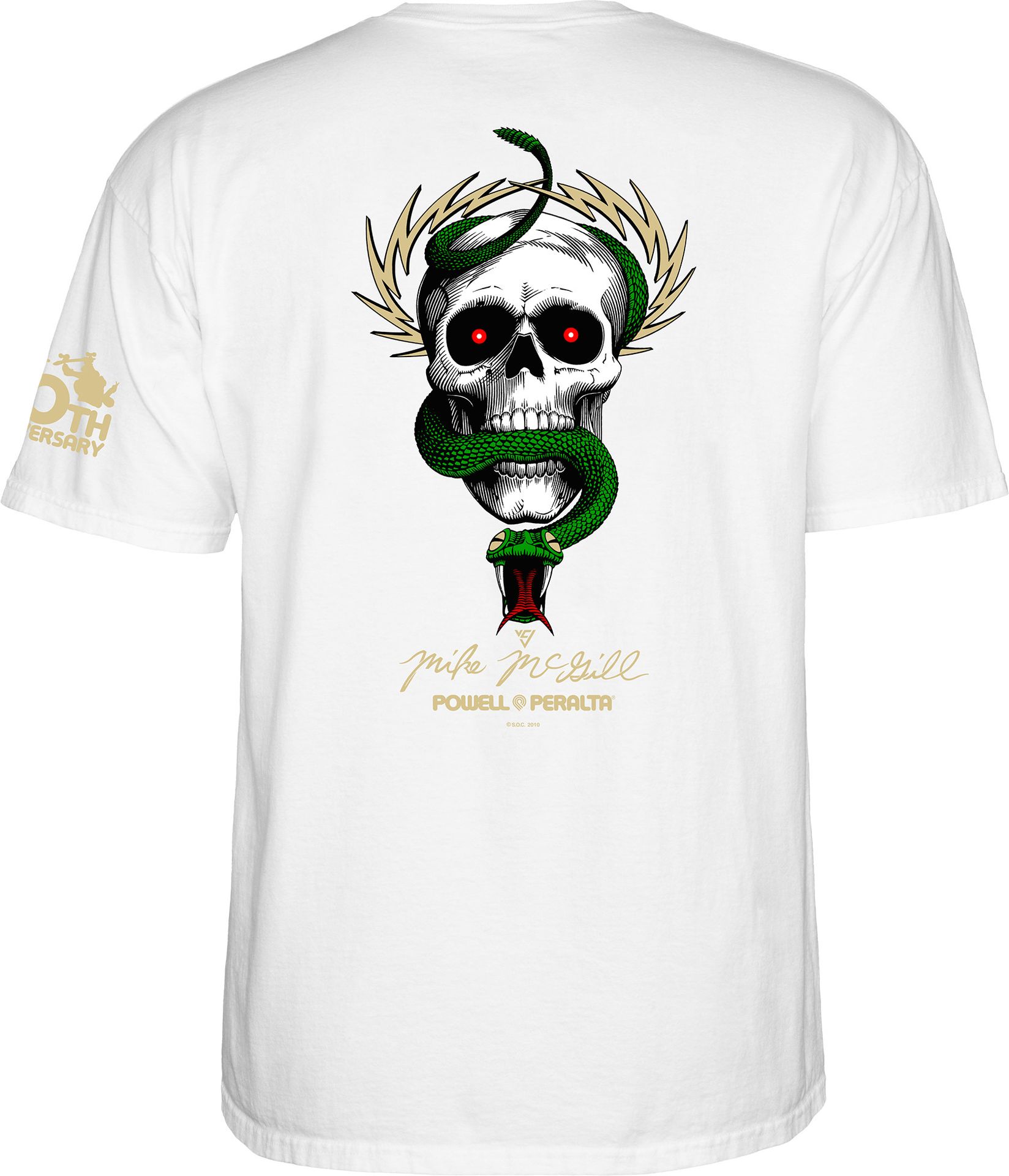 t-shirt POWELL PERALTA MCGILL SKULL AND SNAKE 40TH TEE White