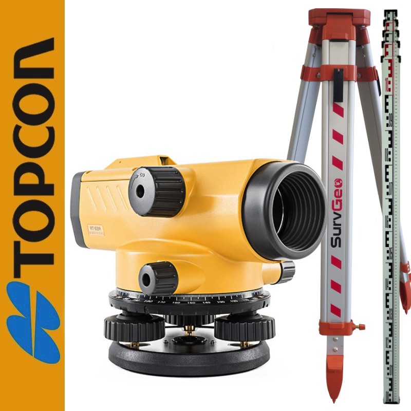 Niwelator optyczny AT-B3A TOPCON + Statyw aluminiowy średni SurvGeo + Łata aluminiowa 5m Survgeo