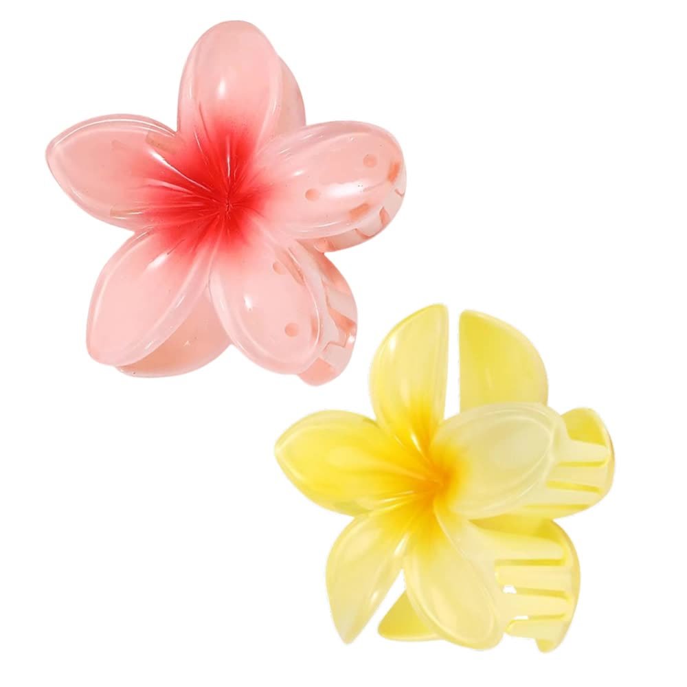 Zestaw klamer 2 szt spinek do włosów kolorowe kwiaty plumerii