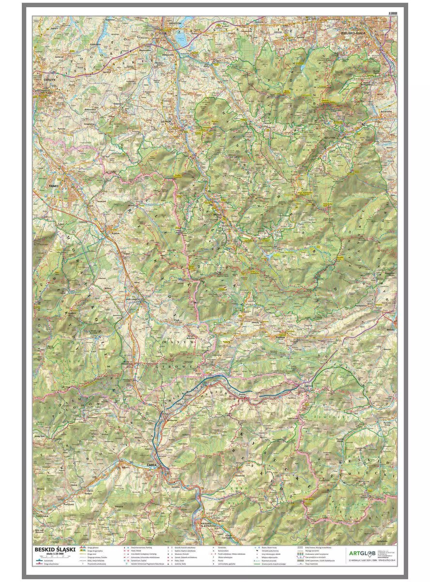 Beskid Śląski. Mapa ścienna 1:35 000