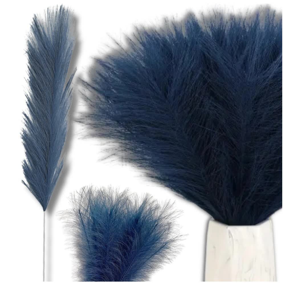 Trawa pampasowa sztuczna 10szt trzcina dekoracyjna pióra granatowa