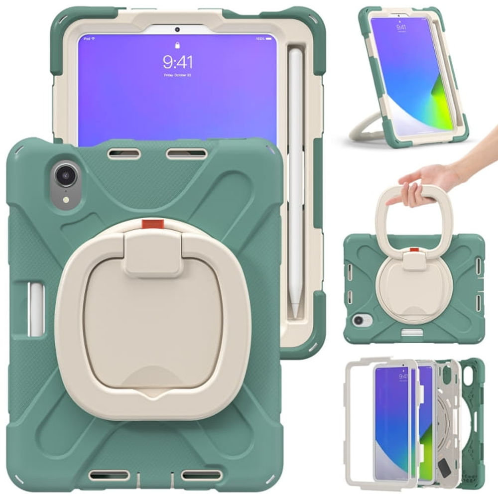 Etui na iPad Mini 6 z Obrotową Podstawką Pancerne Zielone
