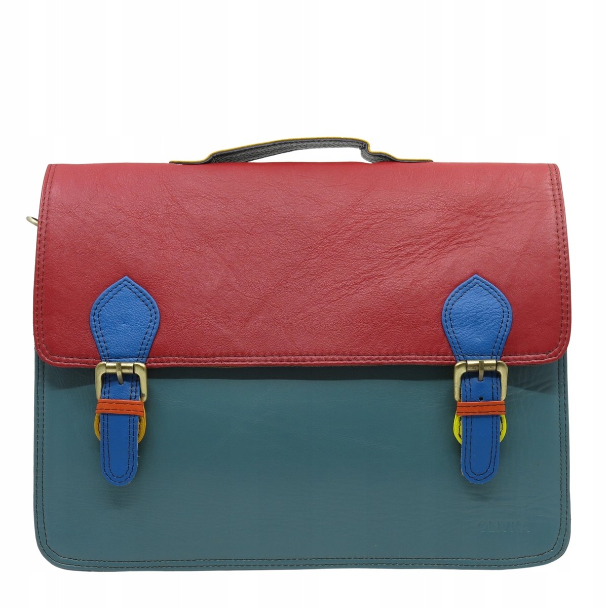 Aktówka torebka damska pojemna mieści A4 skórzana elegancka eko OLIVKA