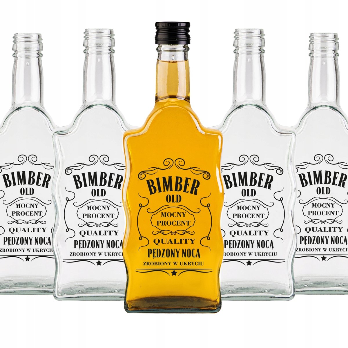 5x Butelka BUTELKI FALA na BIMBER WÓDKĘ NALEWKI z NADRUKIEM 500 ml