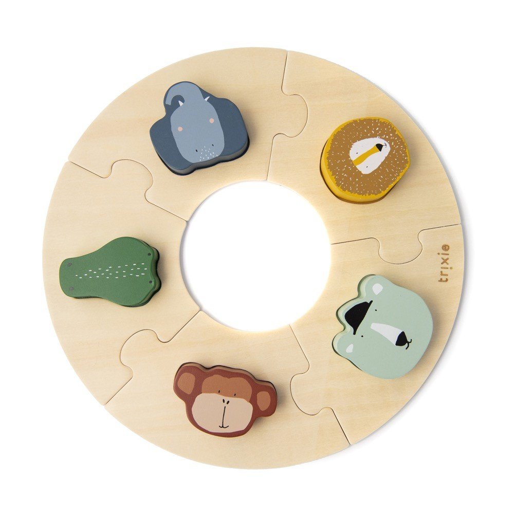 Drewniane Okrągłe Puzzle Ze Zwierzątkami Trixie Baby