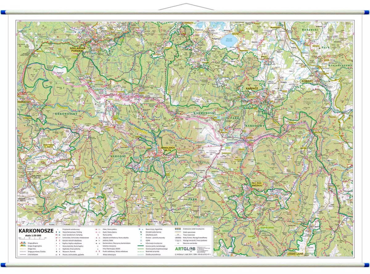 Karkonosze. Mapa ścienna 1:50 000