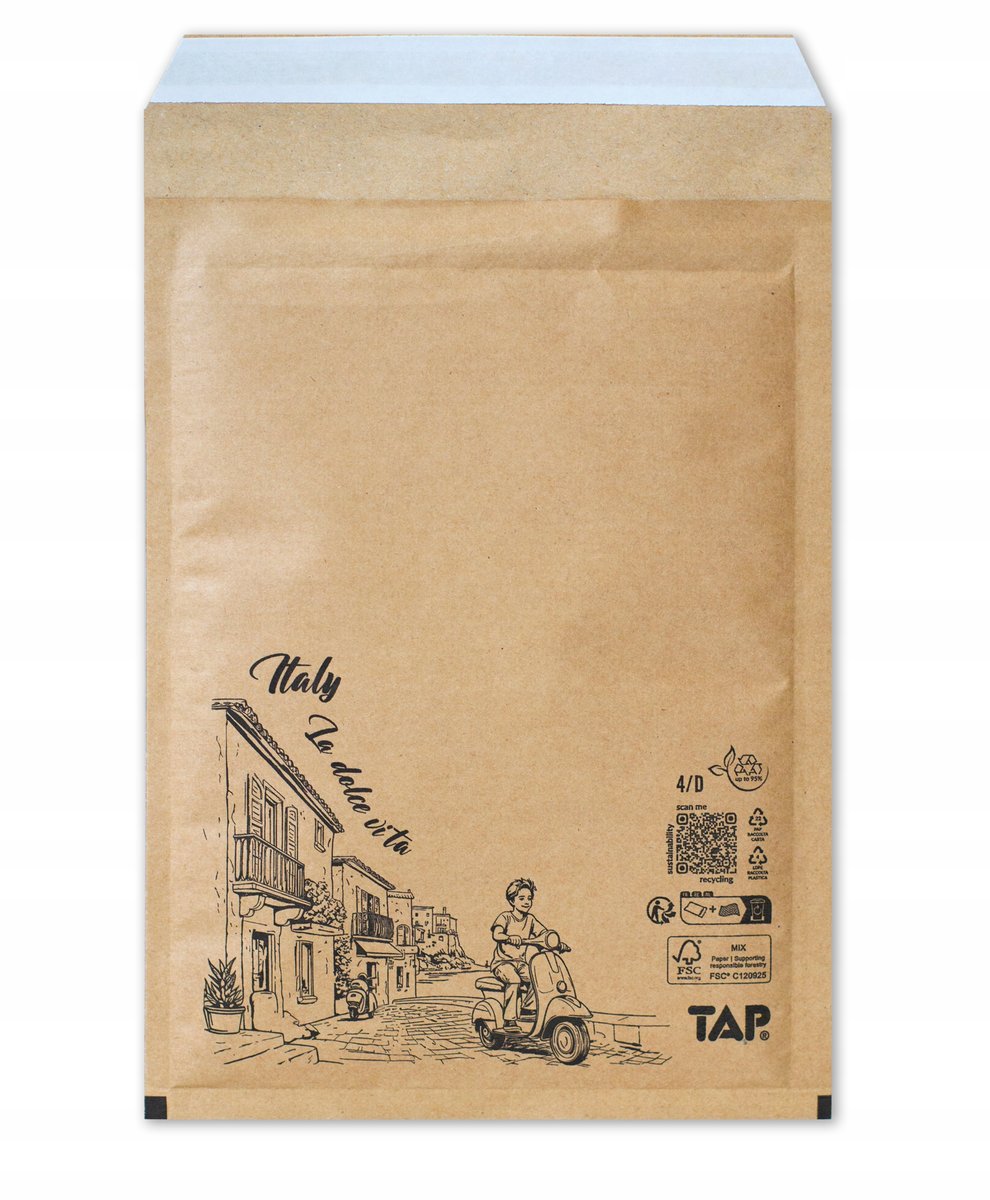 Ozdobne Koperty Bąbelkowe 14D Brązowy TAP Comebag 100 szt. Italy