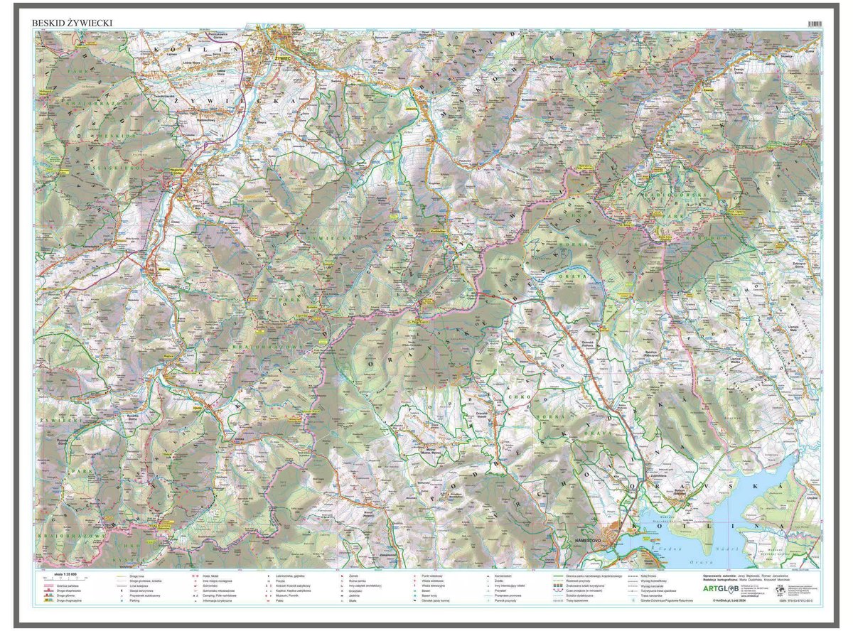Beskid Żywiecki. Mapa ścienna 1:35 000