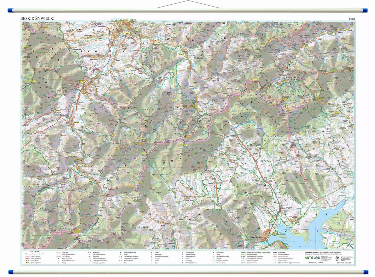 Beskid Żywiecki. Mapa ścienna 1:35 000