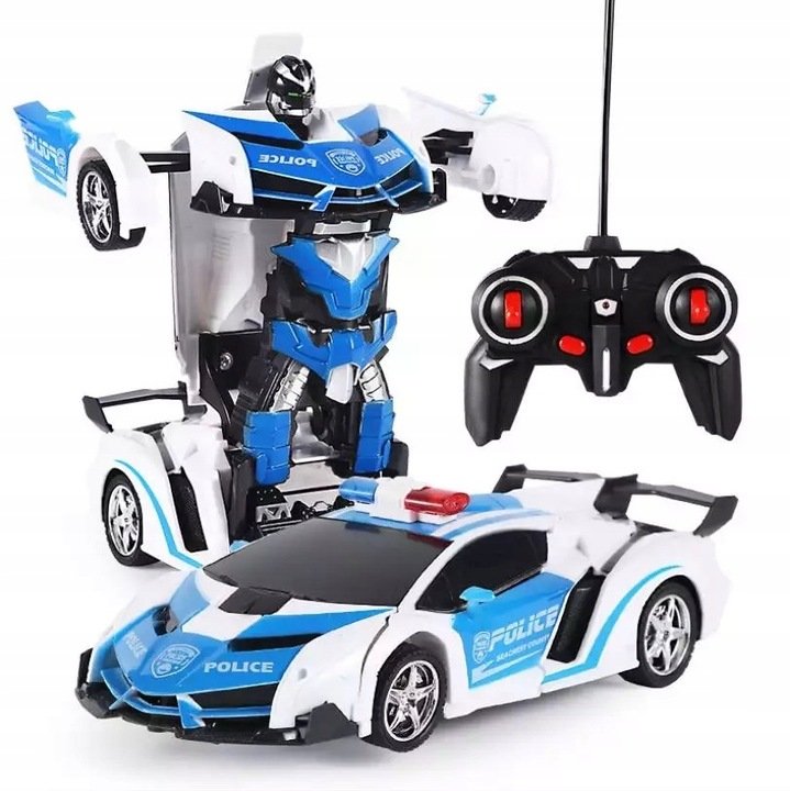 Samochód Robot Zdalnie Sterowany Transformers Auto 2W1 Policja