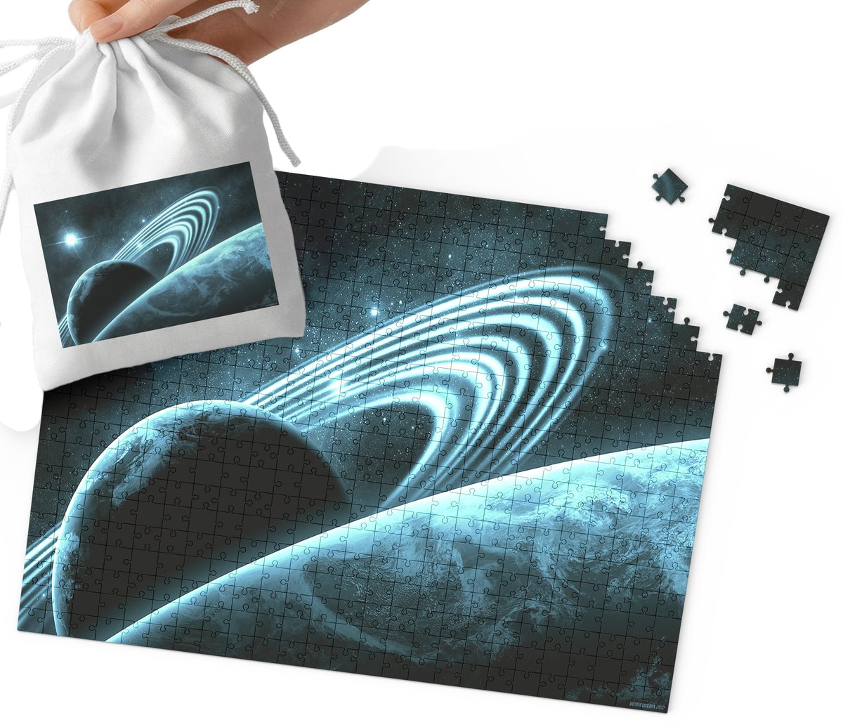 PUZZLE - ASTRONAUTA KOSMOS WZORY DLA CHŁOPCA 35el + WORECZEK
