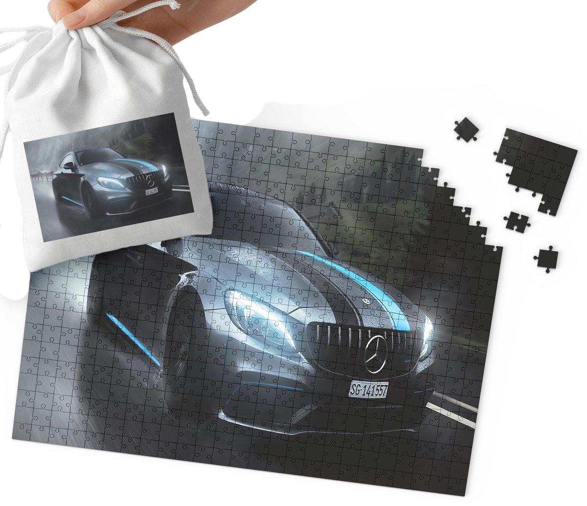 PUZZLE TRADYCYJNE - SUPER SAMOCHODY MERCEDES MEGA WZORY 35el + WORECZEK