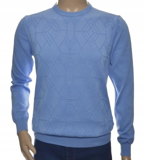 Sweter męski z bawełny elegancki bawełniany błękitny 100% bawełna 2XL XXL