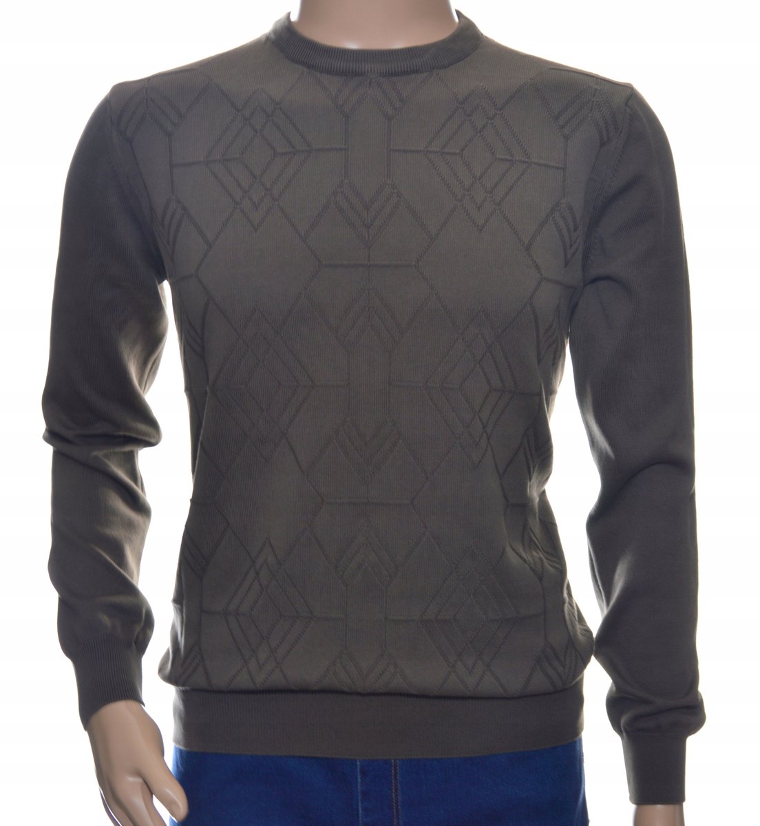 Sweter męski z bawełny elegancki bawełniany brązowy 100% bawełna M