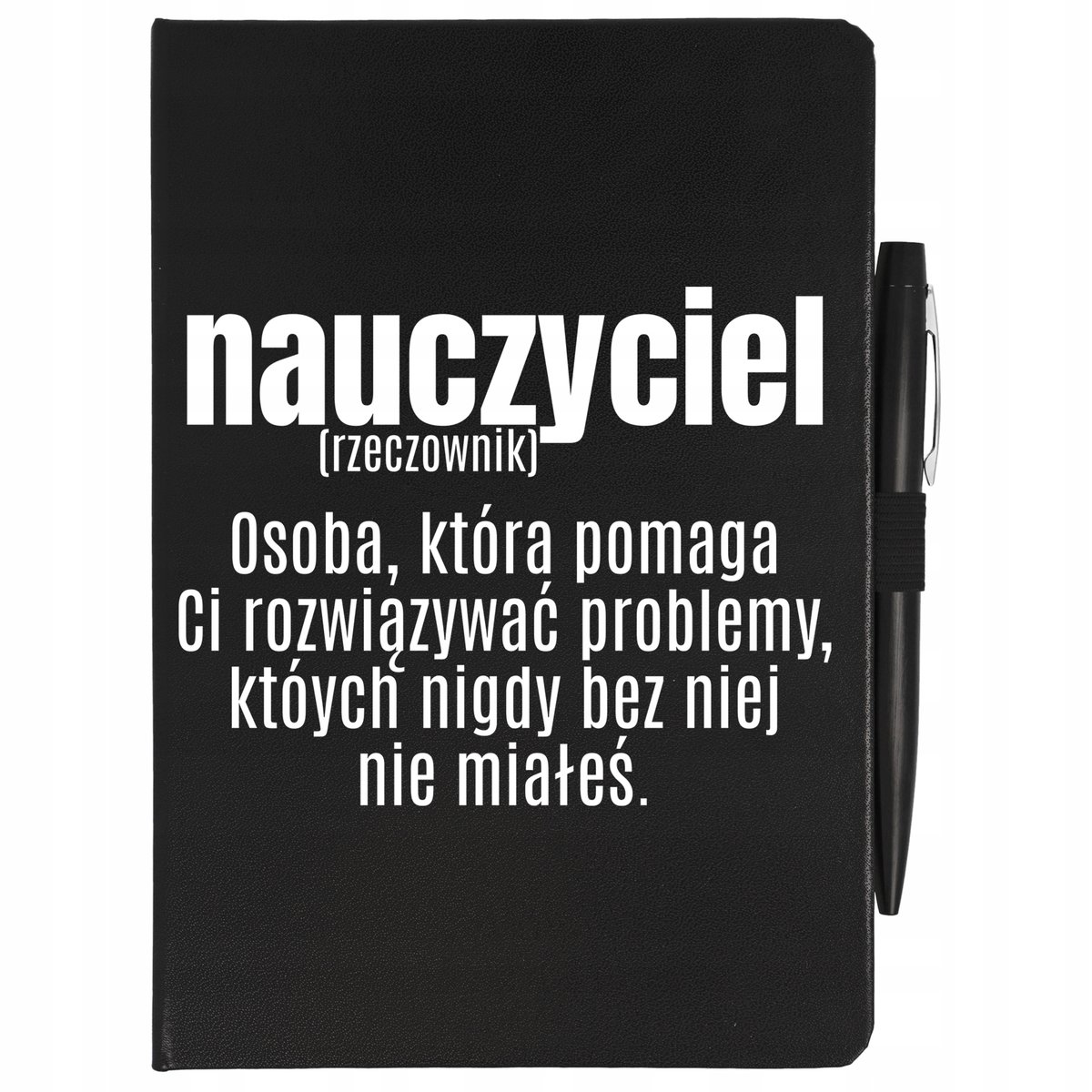 CZARNY NOTATNIK + DŁUGOPISE NAUCZYCIEL (RZECZOWNIK) Dla Nauczyciela Wzory