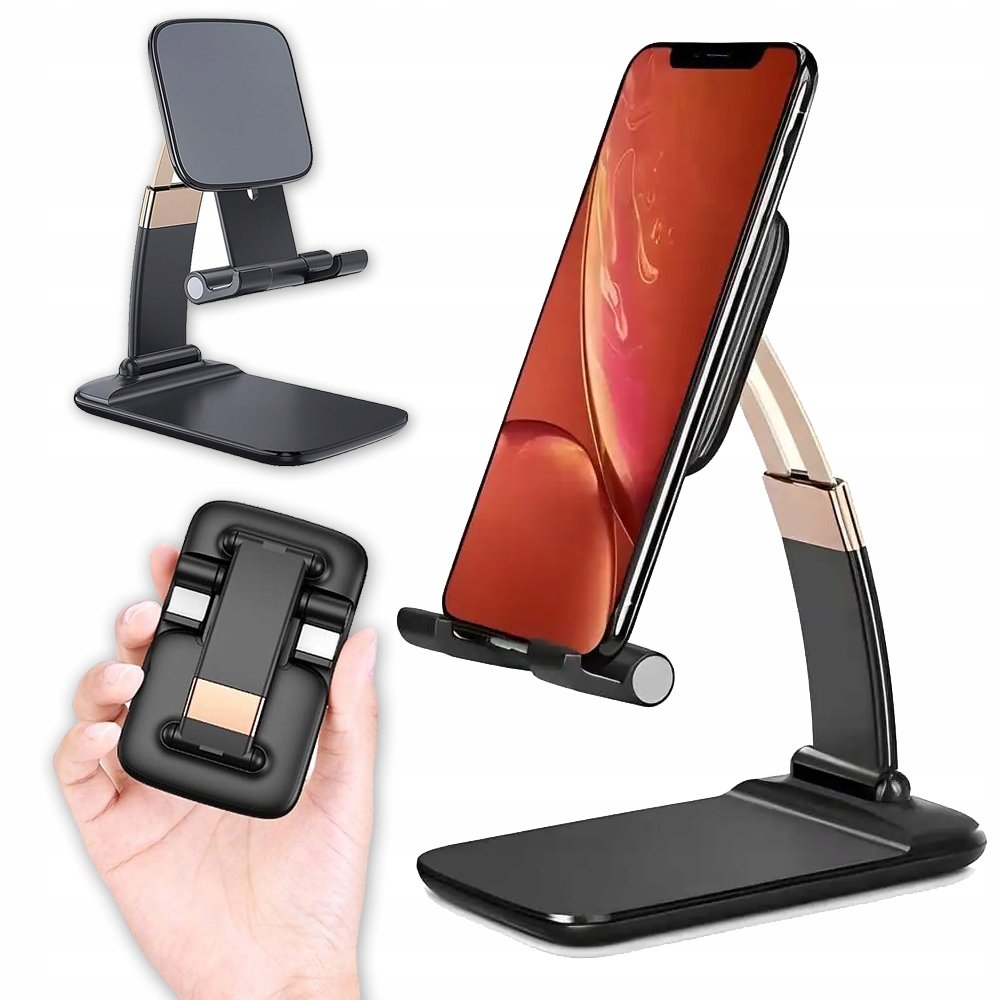 Podstawka Na Pod Telefon Tablet Uchwyt Składany Stojak Stabilny Czarny