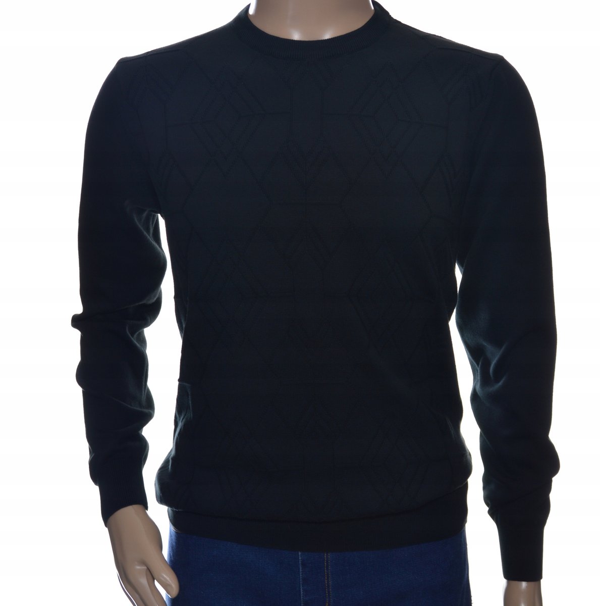 Sweter męski z bawełny elegancki bawełniany czarny 100% bawełna M