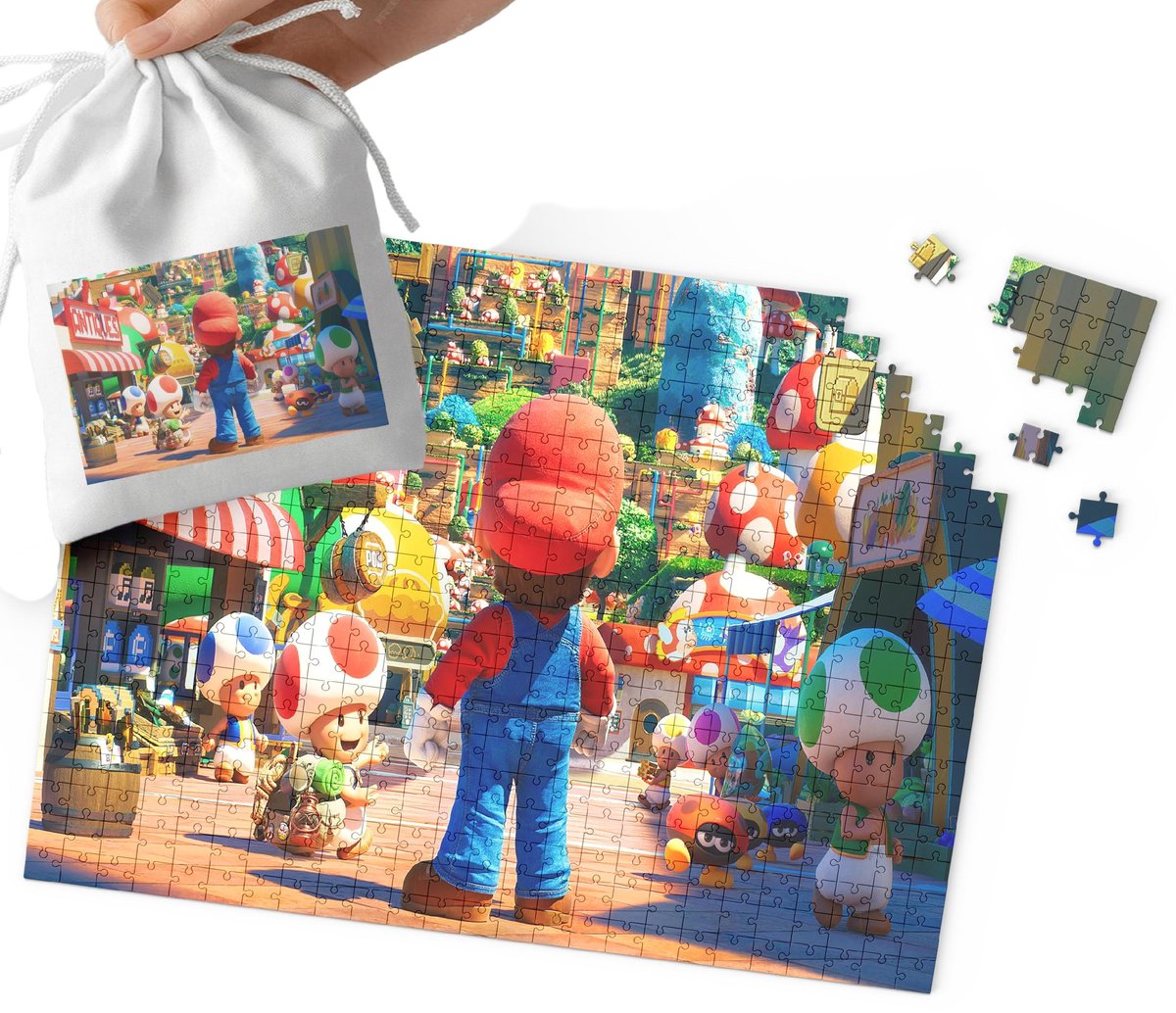PUZZLE - SUPER MARIO WZORY Z BAJEK I GIER PREZENT NA ŚWIĘTA 35el WORECZEK