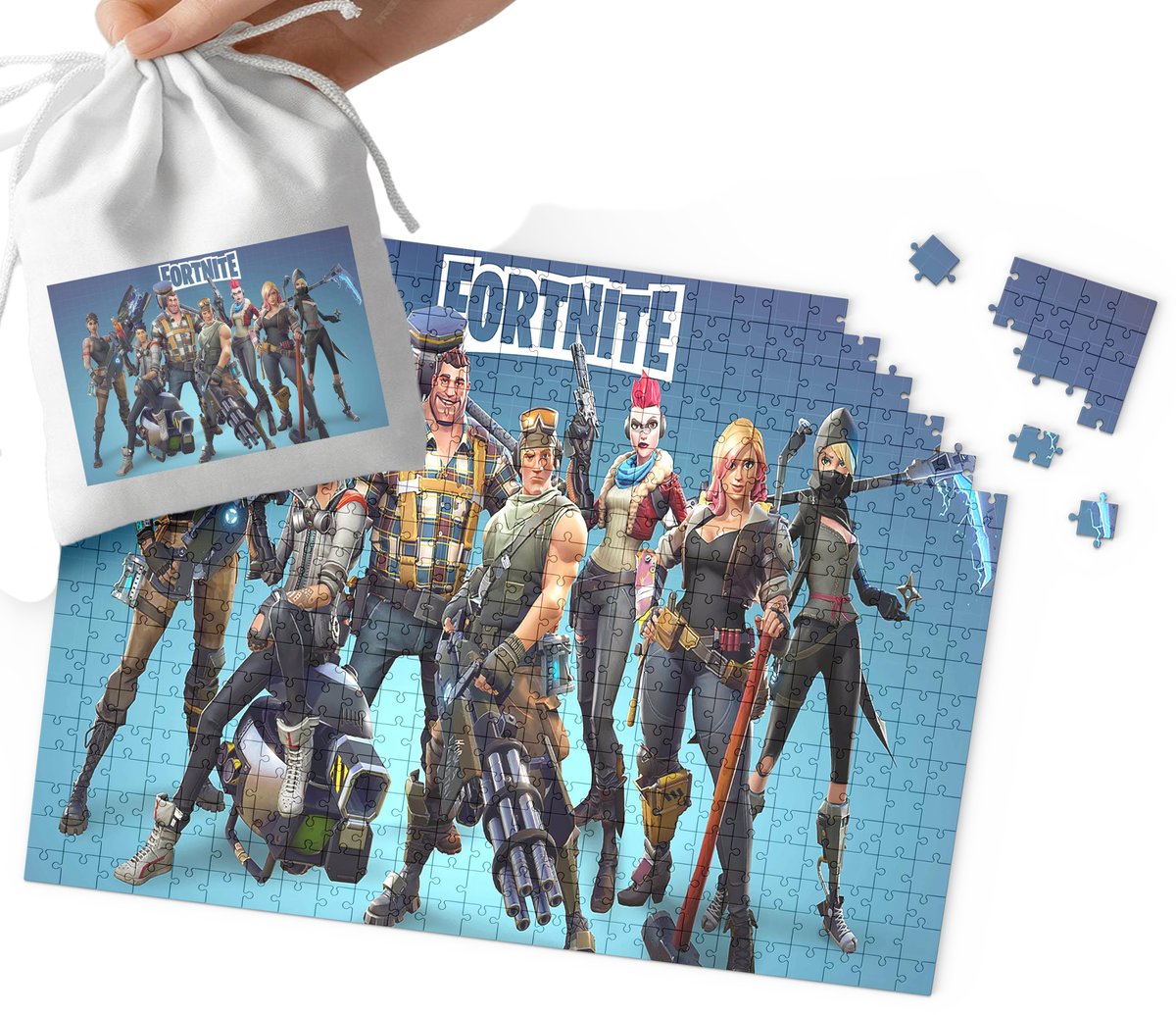 PUZZLE - FORTNITE WZORY Z BAJEK I GIER PREZENT DLA DZIECI 35el + WORECZEK