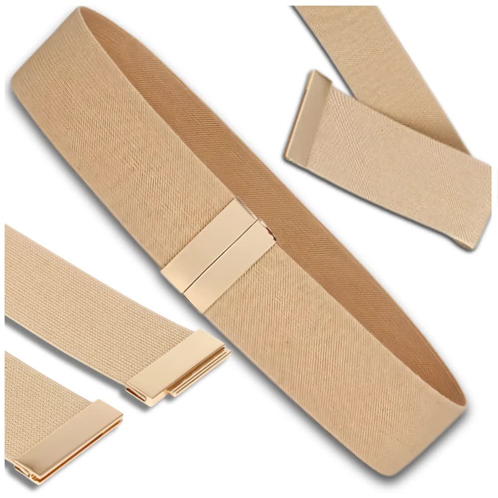 Beżowy modny elastyczny pasek damski do sukienki