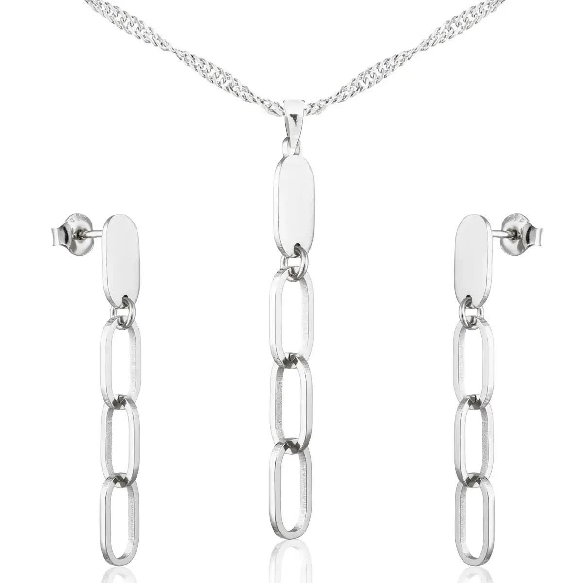 Komplet biżuterii Chains Link srebrny