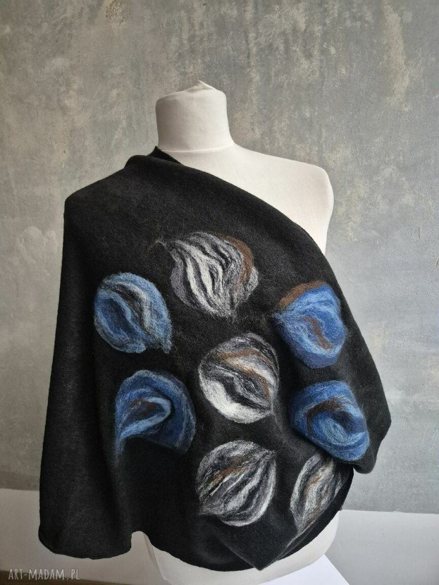 komin wełniany handmade w kwiaty rudaklara