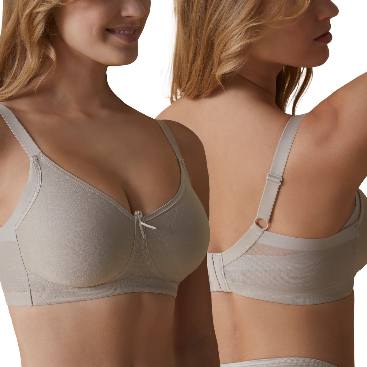 Biustonosz Gładki Miękki Bez Fiszbin Codzienny Bardzo Wygodny Beżowy 70C