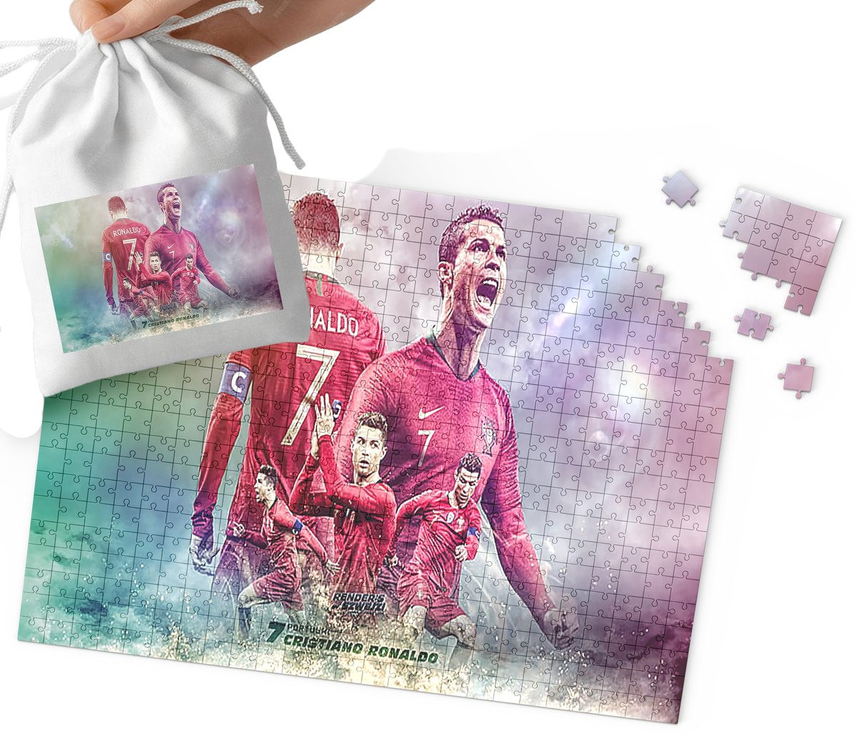 PUZZLE - Cristiano Ronaldo WZORY DLA MAŁEGO PIŁKARZA 35el + WORECZEK