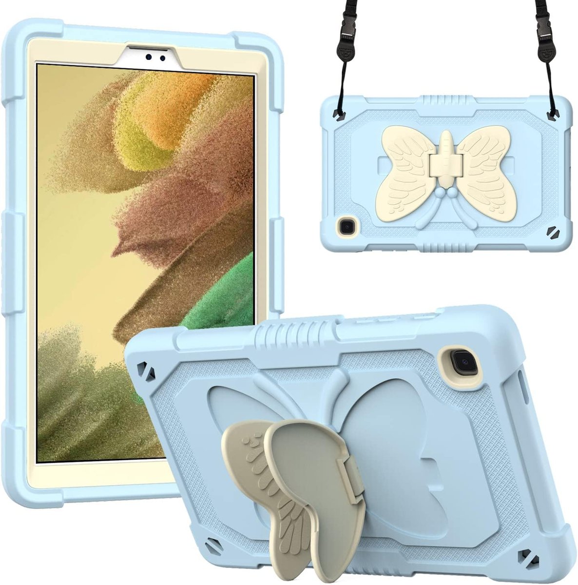 Zdjęcia - Etui Samsung Do Galaxy Tab A7 Lite Z Podstawką Motyla Niebieskie 2021