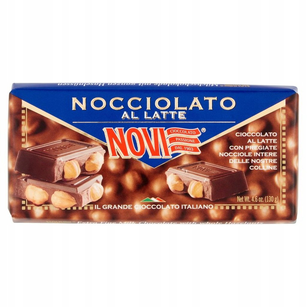 NOVI Czekolada mleczna z orzechami Nocciolato Al Latte 130g - całe orzechy