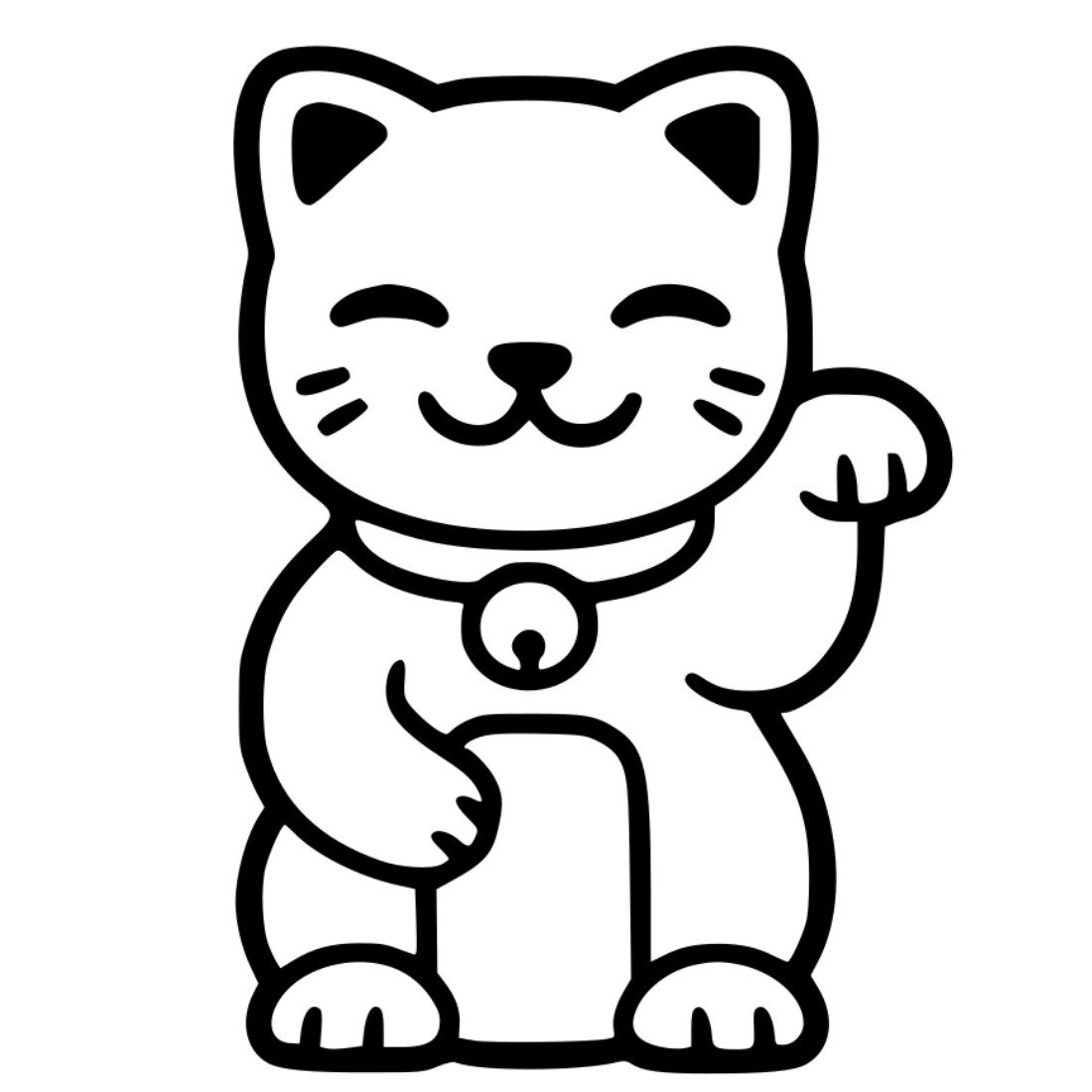 Naprasowanka Aplikacja Termo Maneki-Neko Japoński Kot Szczęścia 7X10 Czarna Zamszowa Na T-Shirt