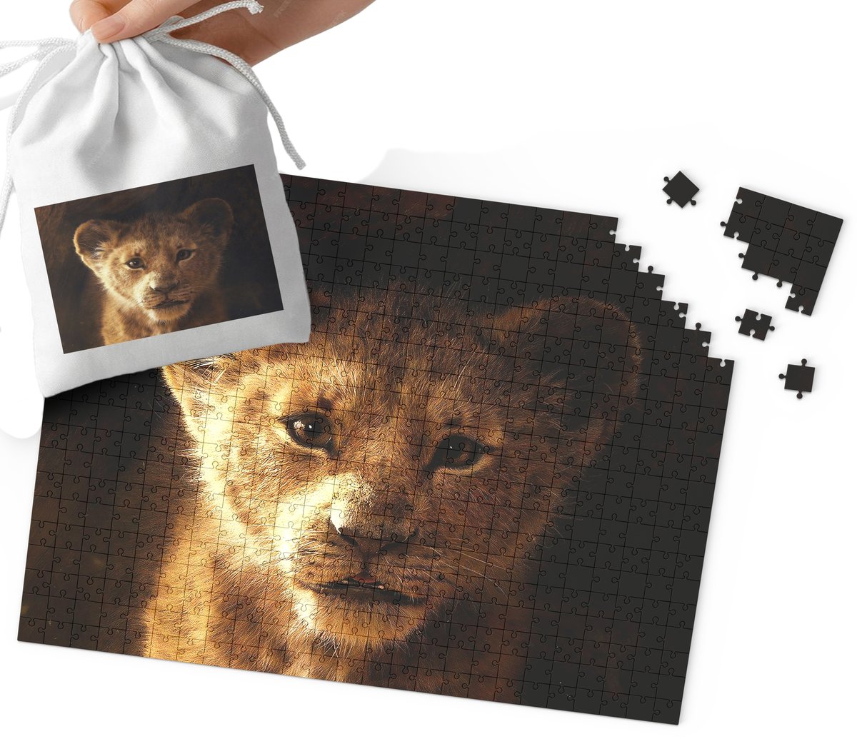 PUZZLE - KRÓL LEW SIMBA WZORY Z BAJEK PREZENT 35el + WORECZEK
