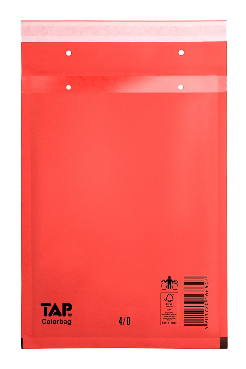 Czerwone Koperty Bąbelkowe 14/4/D RED czerwona TAP Colorbag 100szt