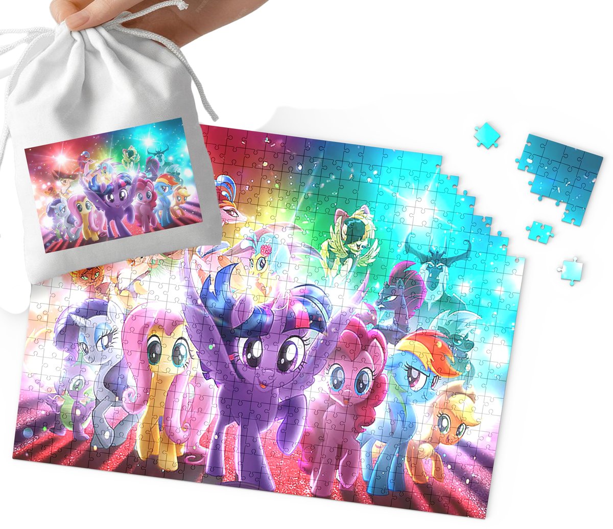 PUZZLE - KUCYKI PONY WZORY Z BAJEK I GIER PREZENT NA ŚWIĘTA 35el WORECZEK