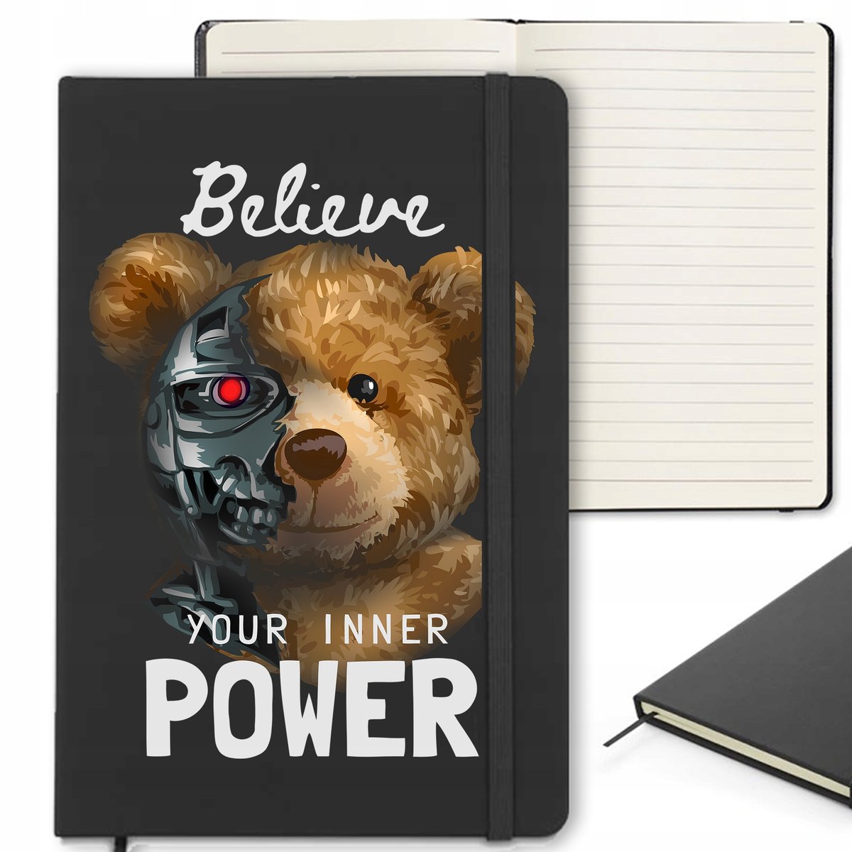 CZARNY NOTES 120 stron Z Gumką Zakładką INNER POWER Ciekawe Wzory