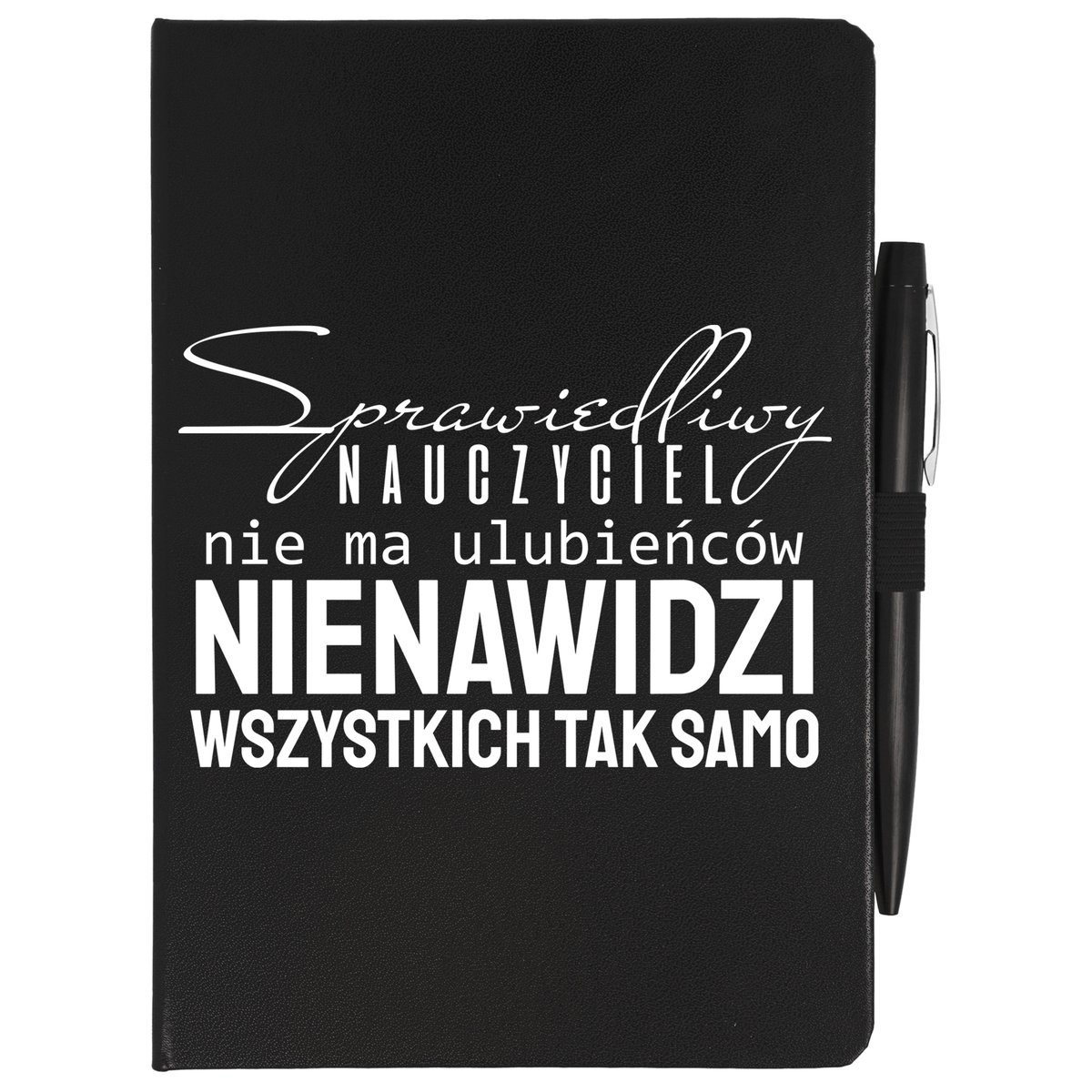 CZARNY NOTATNIK + DŁUGOPISE SPRAWIEDLIWY NAUCZYCIEL Dla Nauczyciela Wzory