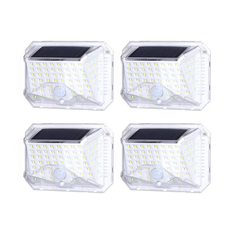 4xLampa solarna biały kinkiet 90 LED 120lm z czujnikiem PIR 4 tryby