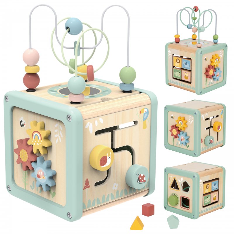 Drewniana Kostka Aktywności Sorter Labirynt Tooky Toy