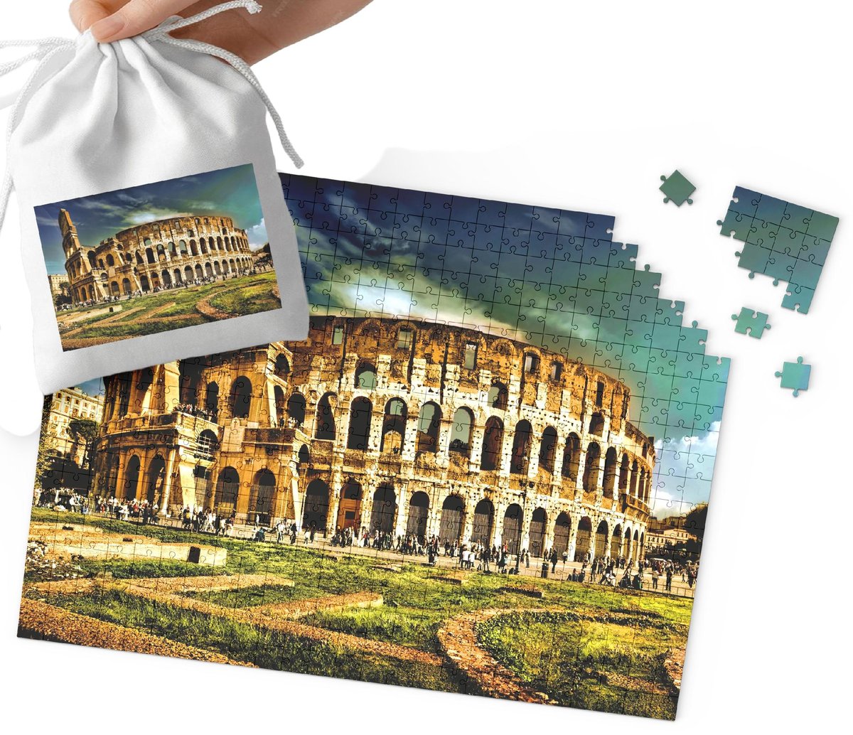 PUZZLE - PIĘKNE WIDOKI RZYM KOLOSEUM WIELE WZORÓW 35el + WORECZEK