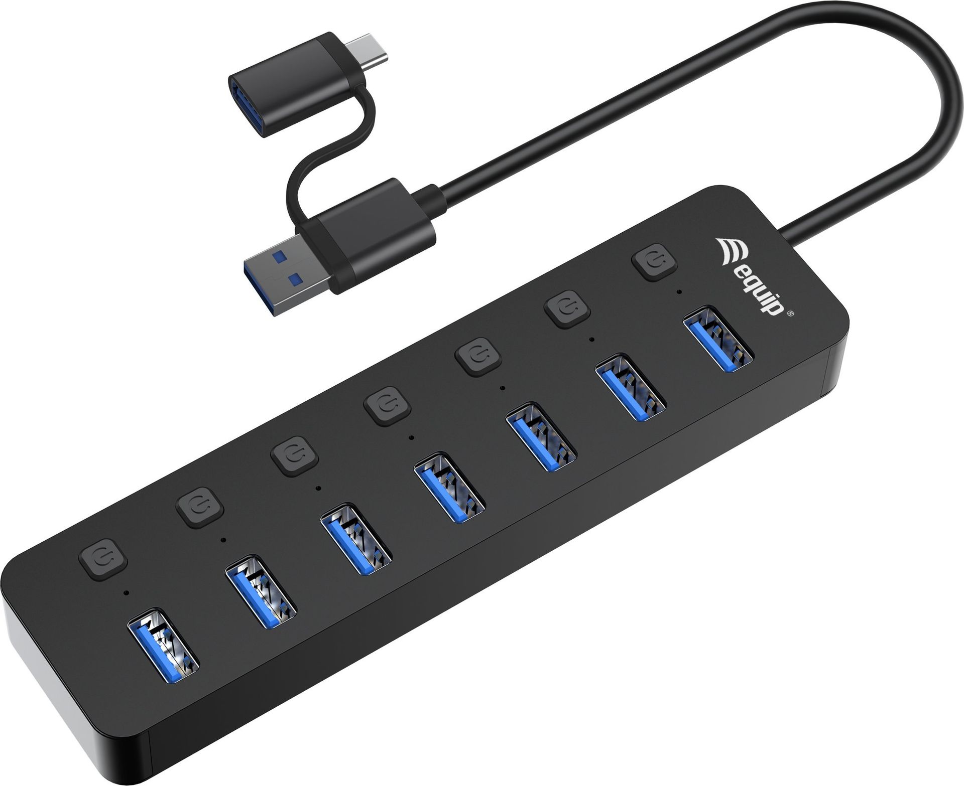 HUB USB Equip Equip USB-Hub 7-Port 3.2 ->7x3.2 5Gbps m.Netzteil sw