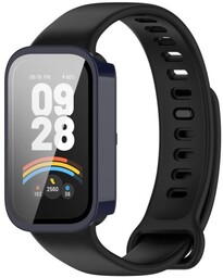 Bizon Etui ze szkłem do zegarka Case+Glass Watch do Xiaomi Smart Band 9 Active / Redmi Band 3, niebieskie