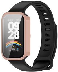 Bizon Etui ze szkłem do zegarka Case+Glass Watch do Xiaomi Smart Band 9 Active / Redmi Band 3, różowe