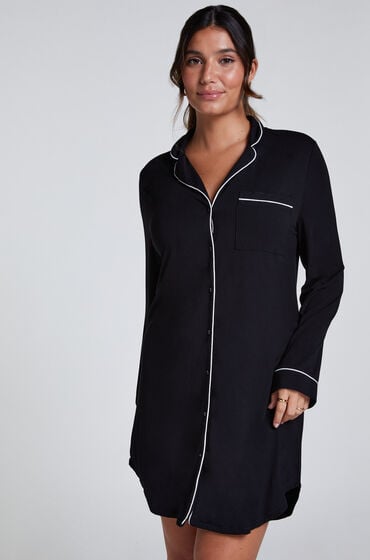Hunkemöller Sukienka Essential z dżerseju z długim rękawem Czarny