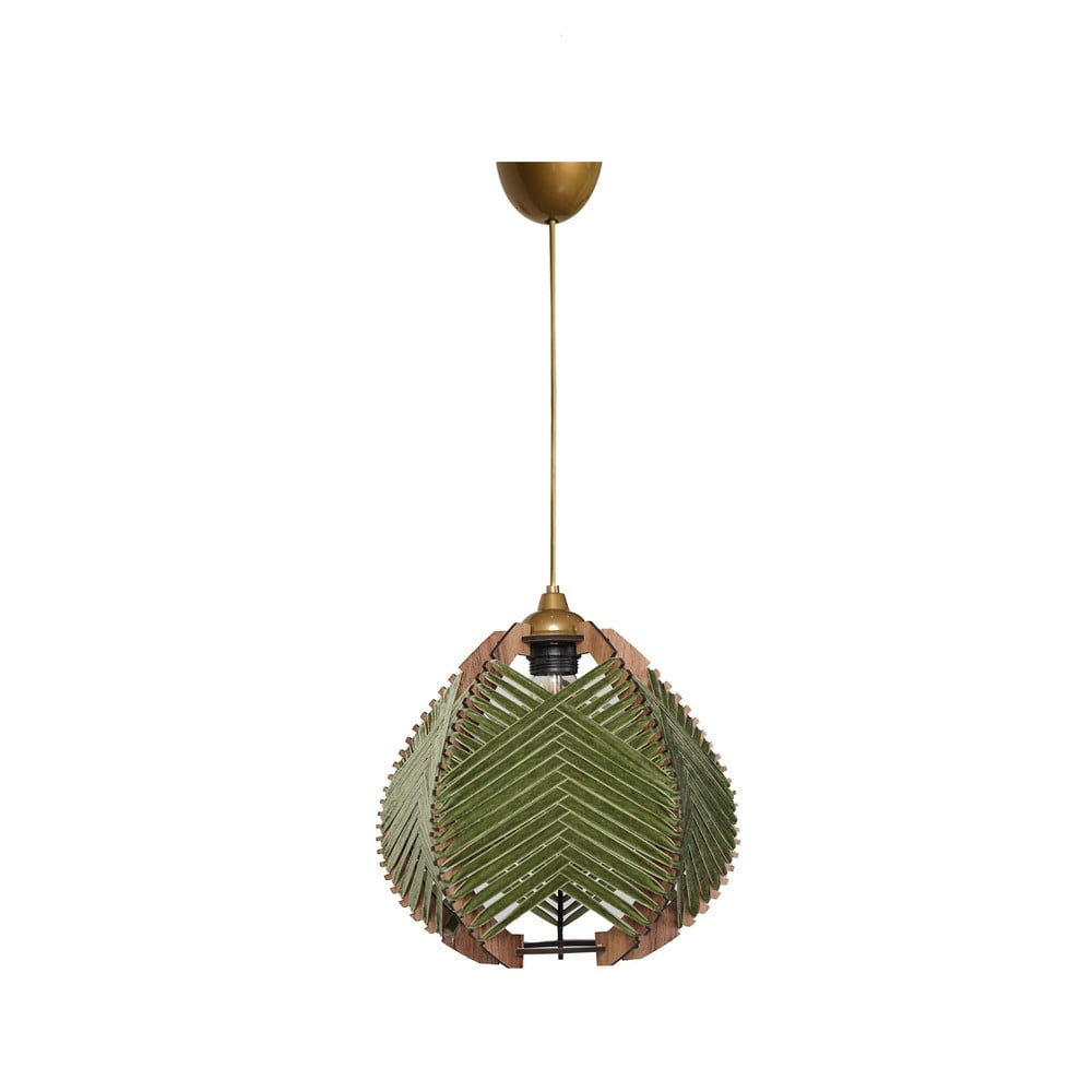 Ciemnozielono-naturalna lampa wisząca z tekstylnym kloszem ø 25 cm – Opviq lights