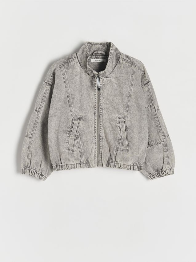 Reserved - Jeansowa kurtka bomber - jasnoszary