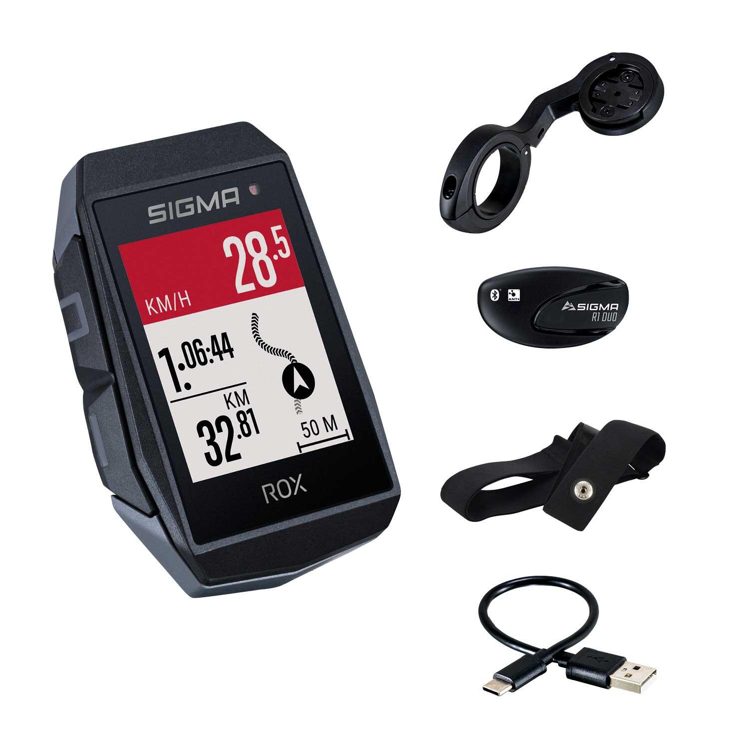 Sigma SPORT SPORT ROX 11.1 Evo Bike Computer Set incl. Bracket + HR, czarny 2022 Urządzenia GPS