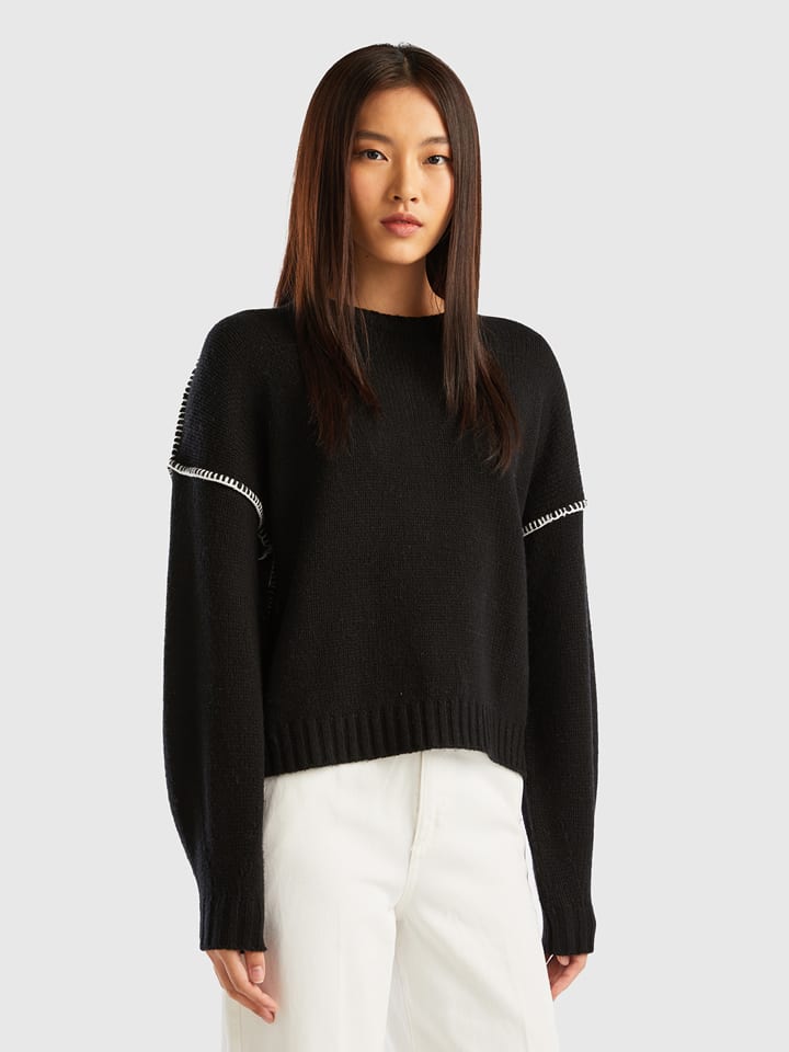Benetton Sweter w kolorze czarnym