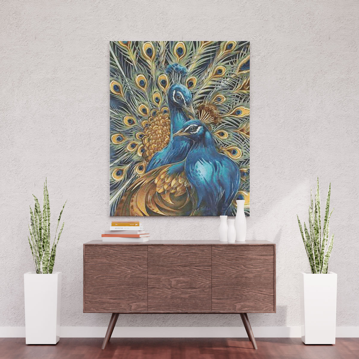 Dumne pawie - Diamentowa mozaika, haft diamentowy 50 x 40 cm