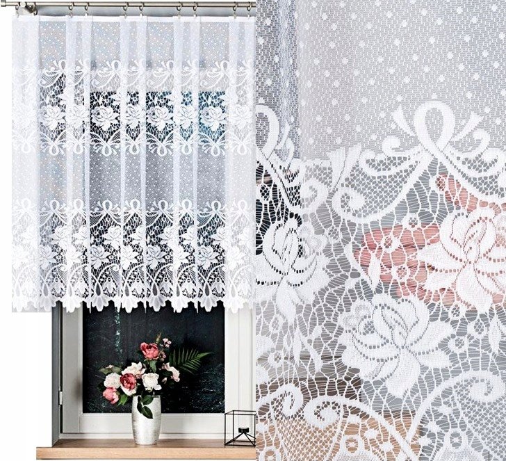 Firana żakardowa DEMETRIA 400x110cm prosta (gotowa) z obszyciem