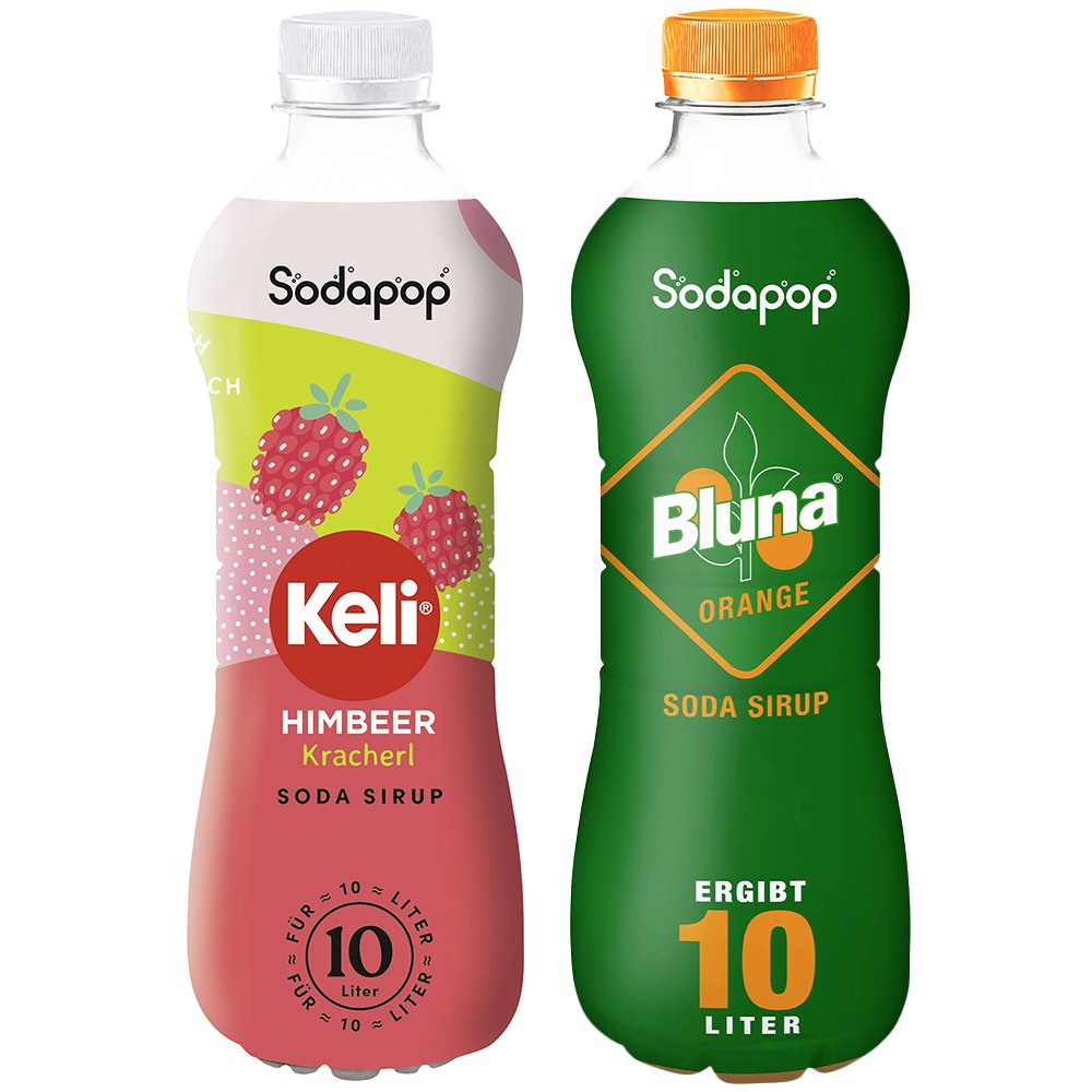 2x SYROP SODAPOP KELI MALINA + POMARAŃCZA KONCENTRAT DO SATURATORA 500ml